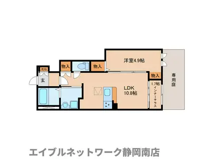 静岡鉄道静岡清水線 新静岡駅 徒歩35分 2階建 新築(1LDK/1階)の間取り写真