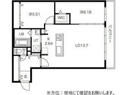 VILLETTA山の手(2LDK/3階)の間取り写真