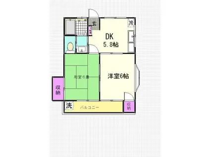 サンライズハイツ2(2DK/2階)の間取り写真