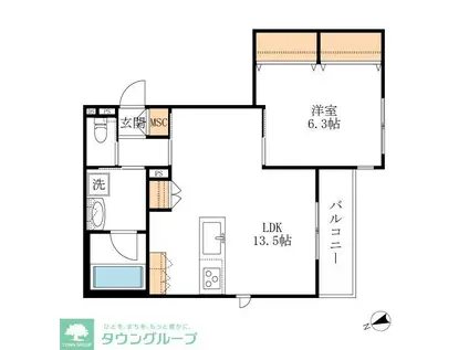 CORAIL BLANC(1LDK/2階)の間取り写真