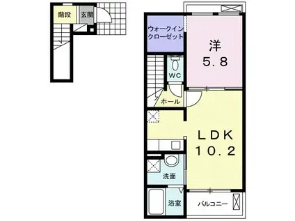 ステラ・アイ(1LDK/2階)の間取り写真