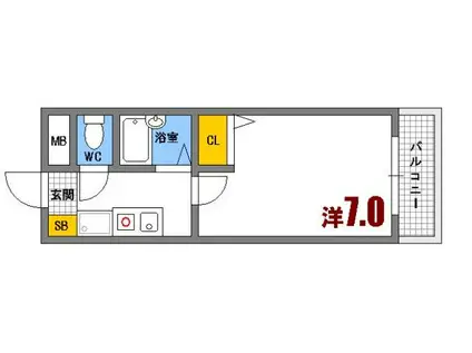 ウェルフェア(1K/1階)の間取り写真