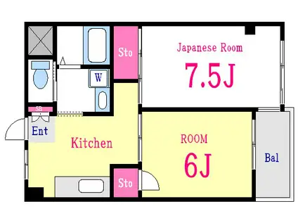 カーサ松江(2DK/2階)の間取り写真