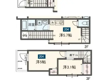MELDIA四ツ木IV(2DK/2階)の間取り写真