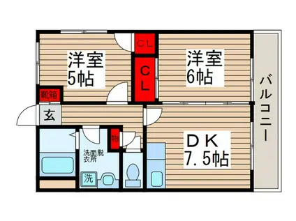グランドール亜梨(2DK/3階)の間取り写真
