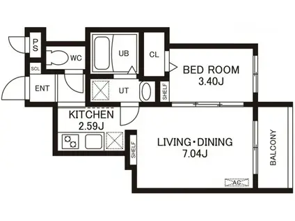 CHERIM室見ウエスト(1LDK/2階)の間取り写真