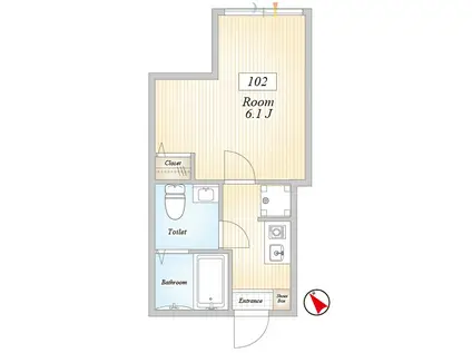 CASA DE NA(1K/1階)の間取り写真