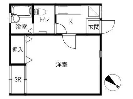 ベルハイムIII(1K/1階)の間取り写真