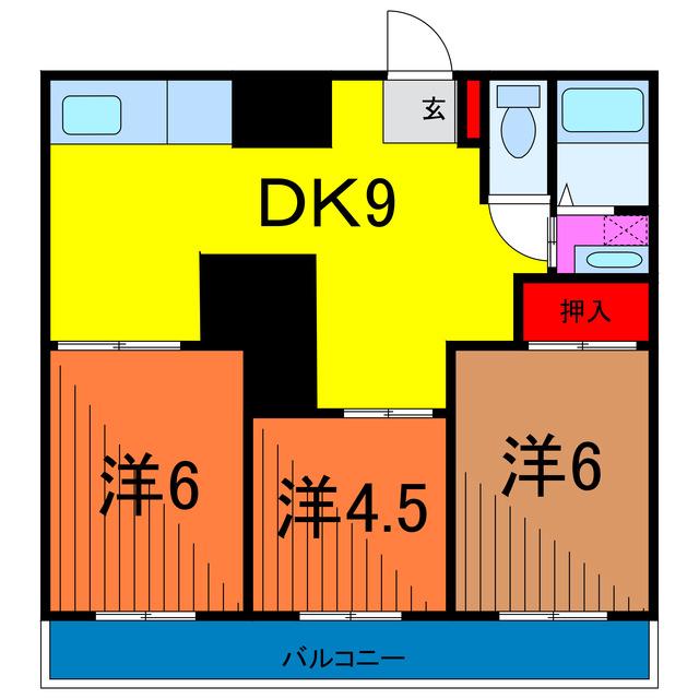 タウンハイツ亀有2号棟(3DK/5階)の間取り写真