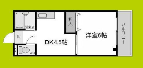 ガーデンコート平野南(1DK/5階)の間取り写真