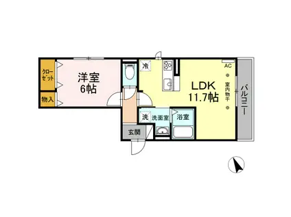 IMUNOS(1LDK/2階)の間取り写真
