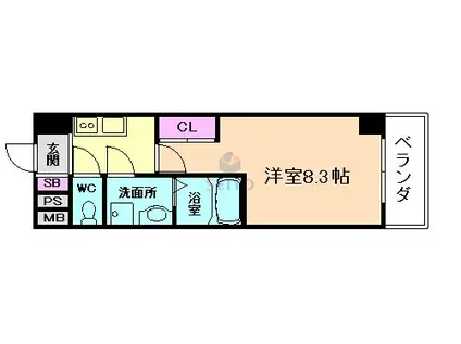 ウェルフォート十三本町(1K/3階)の間取り写真