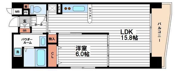 ビラージュプラム(1LDK/6階)の間取り写真