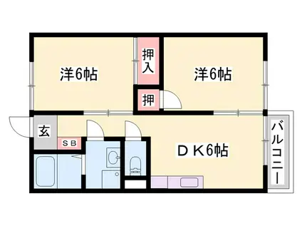 エスポワールメゾンA(2DK/2階)の間取り写真