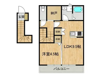 DUAL A(1LDK/2階)の間取り写真