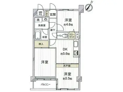ライオンズマンション西川口南(3DK/3階)の間取り写真
