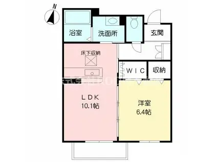 プリマビレッジ若葉(1LDK/1階)の間取り写真