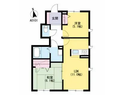 フロントマーレ(2LDK/1階)の間取り写真