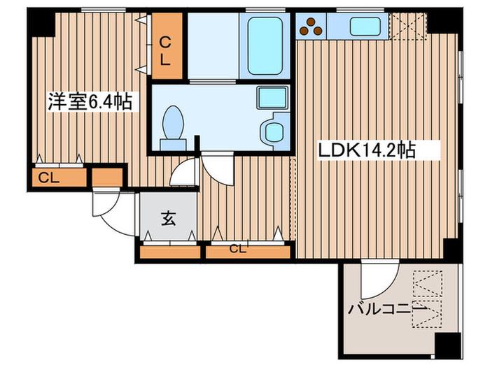 FONTANA(1LDK/2階)の間取り写真