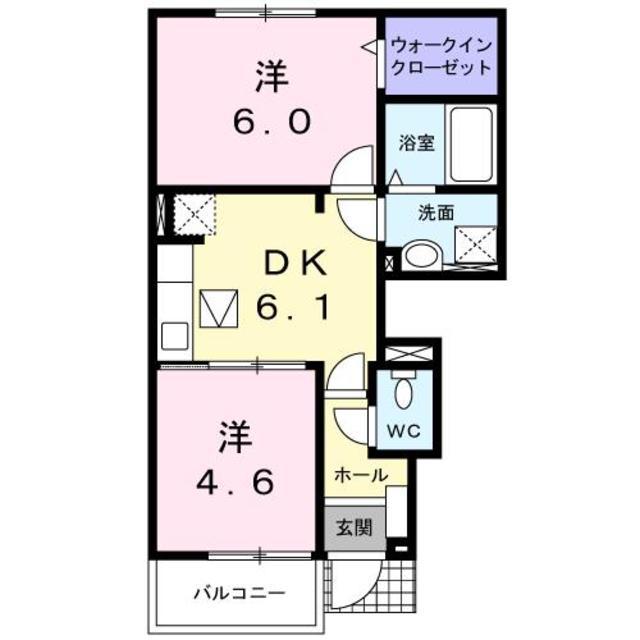 ヴィラ コーギII(2DK/1階)の間取り写真