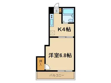 イズミ第二(1K/3階)の間取り写真