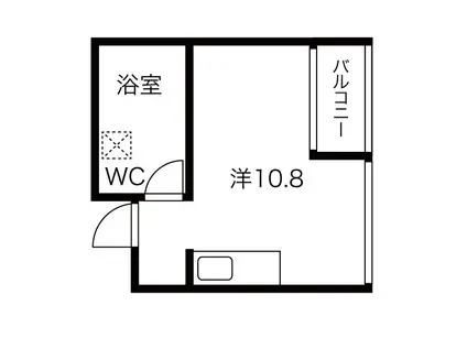 BAUWERK(ワンルーム/2階)の間取り写真