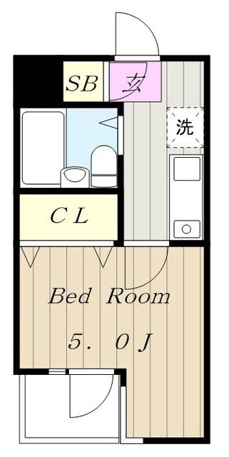 リーセントパレス多摩(1K/2階)の間取り写真