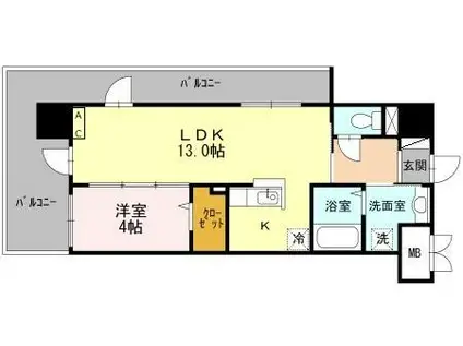 グランドテラス新都心(1LDK/14階)の間取り写真