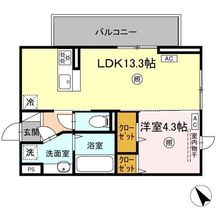 TORISIA新八代(1LDK/2階)の間取り写真