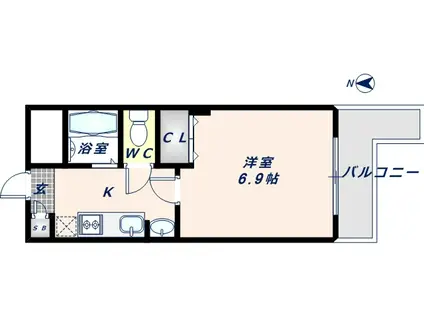 リバーライズ布施I(1K/6階)の間取り写真