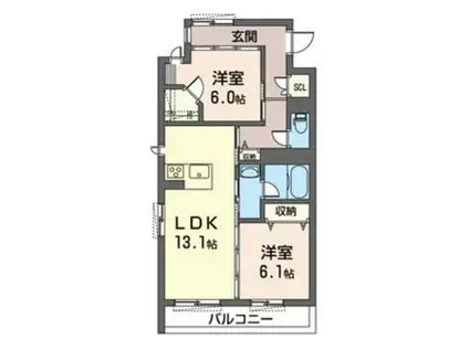 AZURたまプラーザ(2LDK/1階)の間取り写真