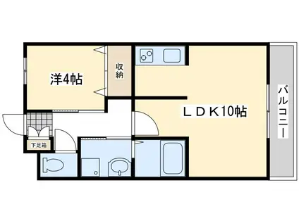 サニーヒルズTATEYASHIKI(1LDK/2階)の間取り写真