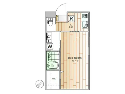GROUNDSUNNY(1K/1階)の間取り写真