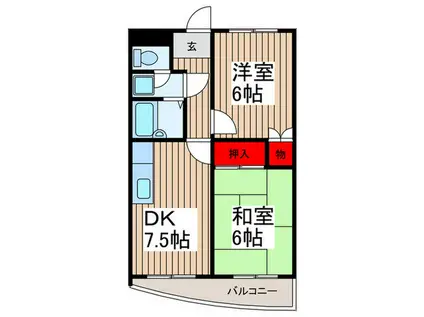 ジュネス細井(2DK/3階)の間取り写真