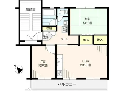 高洲第一団地(2LDK/2階)の間取り写真