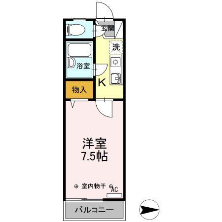 コーポエルム(1K/2階)の間取り写真