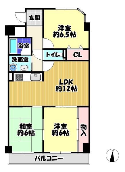 プレアデス(3LDK/2階)の間取り写真