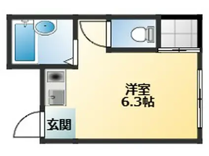 パスワード(ワンルーム/2階)の間取り写真