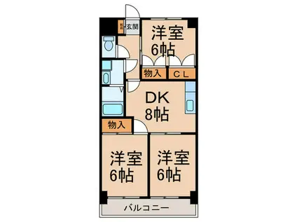 KサンライトマンションII(3DK/3階)の間取り写真