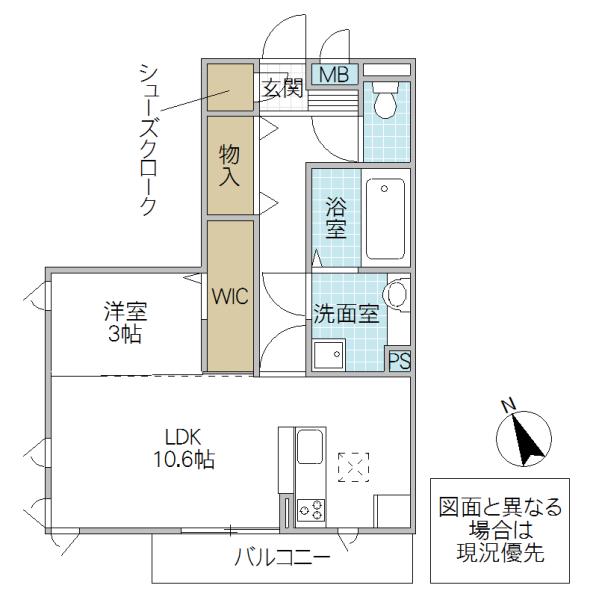 カーサ フェリーチェ(1LDK/1階)の間取り写真