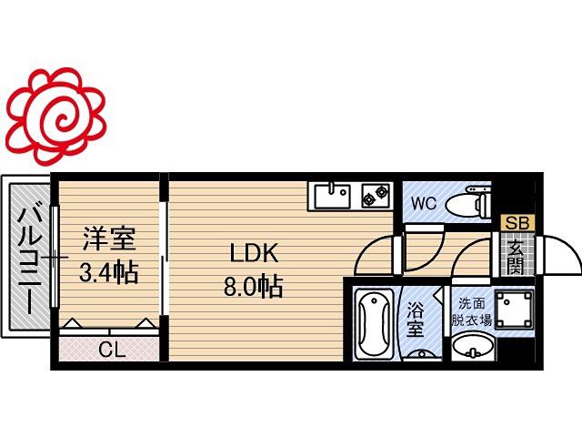 エムブイインプ大阪放出(1LDK/4階)の間取り写真
