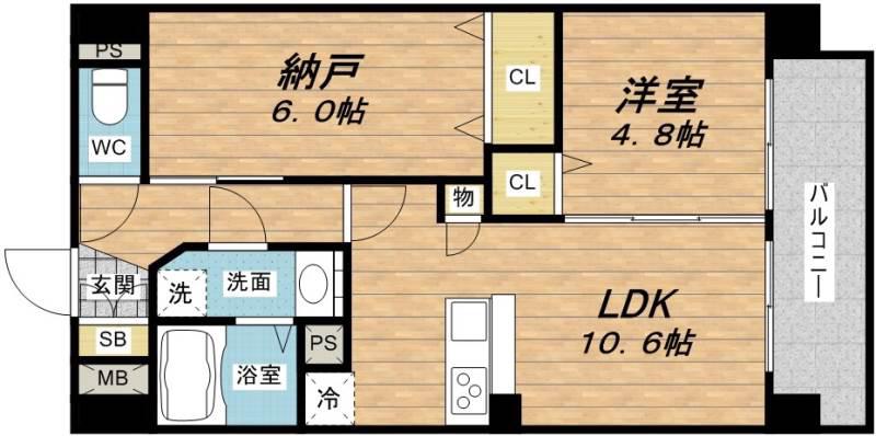 プライムコート(1SLDK/8階)の間取り写真