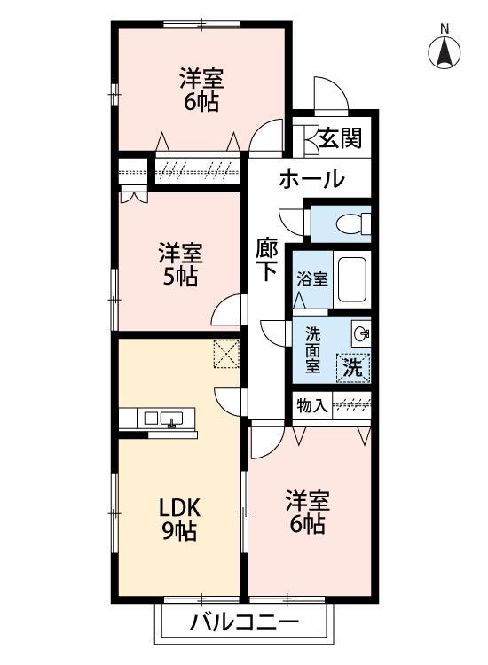 ヴェルドミール逆井(3DK/2階)の間取り写真