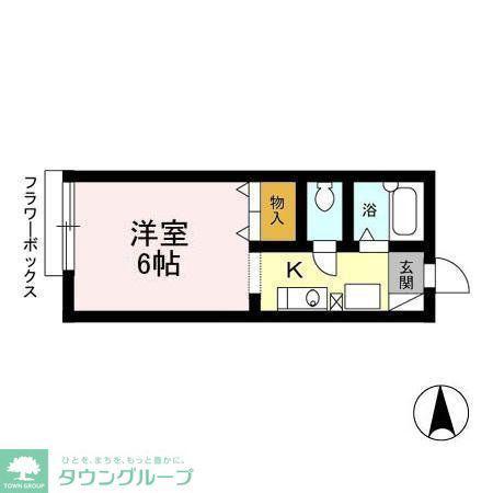ハミングサイド(1K/1階)の間取り写真