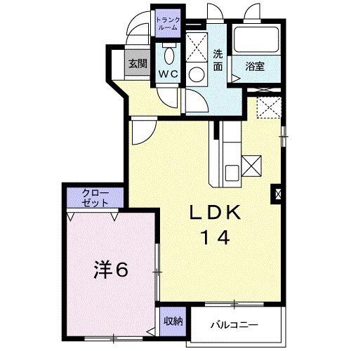 イーストツーヒルズ(1LDK/1階)の間取り写真
