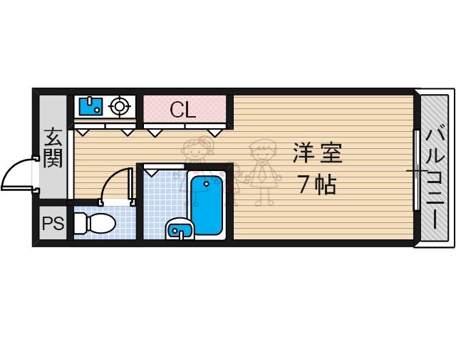 ラガールあびこ(1K/4階)の間取り写真