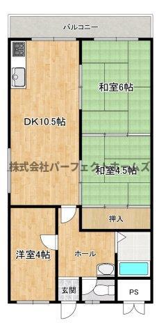 キッコーハイツ岡山手(3LDK/3階)の間取り写真