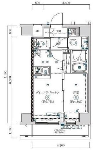 MAXIV八広SC(1DK/4階)の間取り写真