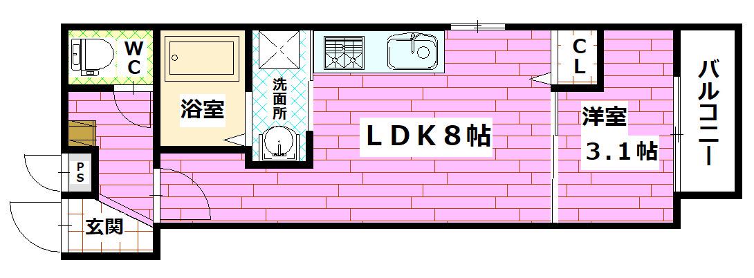 MOVE船越南(1LDK/2階)の間取り写真