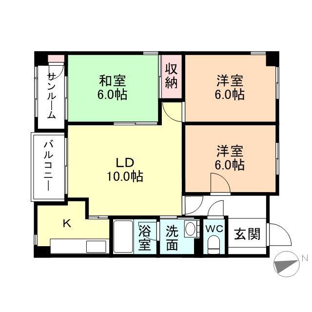 ベルグランデ(2LDK/8階)の間取り写真